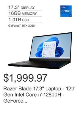 Costco Razer blade 17.3" laptop - 12th gen intel core i7-12800h - geforce rtx 3060 - windows 11 offer