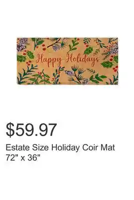 Costco Estate size holiday coir mat 72" x 36" offer