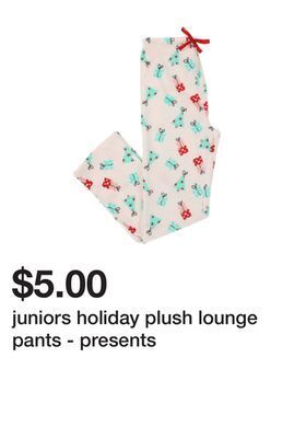 Five Below Juniors holiday plush lounge pants - presents offer