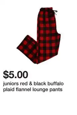 Five Below Juniors red & black buffalo plaid flannel lounge pants offer