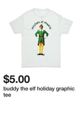 Five Below Buddy the elf holiday graphic tee offer