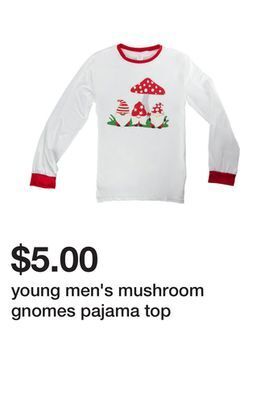 Five Below Young men's mushroom gnomes pajama top offer