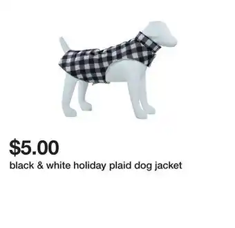 Five Below Black & white holiday plaid dog jacket offer