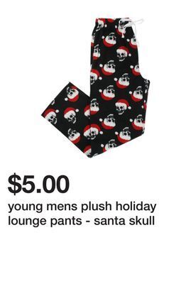 Five Below Young mens plush holiday lounge pants - santa skull offer