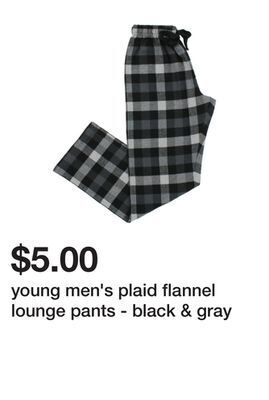 Five Below Young men's plaid flannel lounge pants - black & gray offer