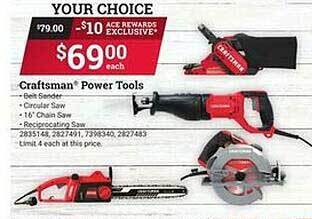 Ace Hardware Craftsman power tools offer