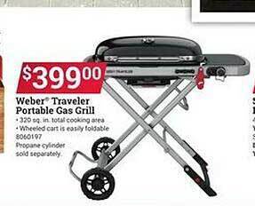 Ace Hardware Weber traveler portable gas grill offer
