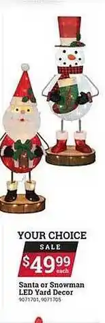 Ace Hardware Santa or snowman led yard decor offer