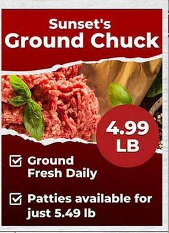 Sunset Foods Sunset's ground chuck offer