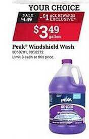 Ace Hardware Peak windshield wash offer