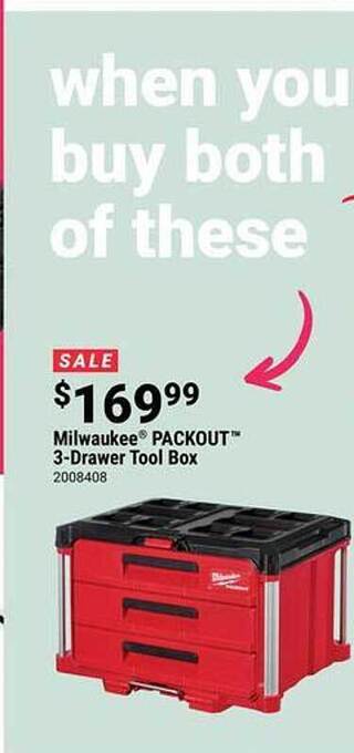 Ace Hardware Milwaukee packout 3-drawer tool box offer