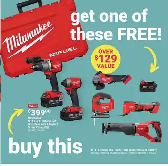 Ace Hardware Milwaukee m18 fuel lithium-im brushless drill & impact driver combo kit offer