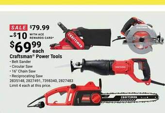 Ace Hardware Craftsman power tools offer