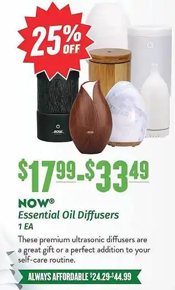 Natural Grocers Now essential oil diffusers offer