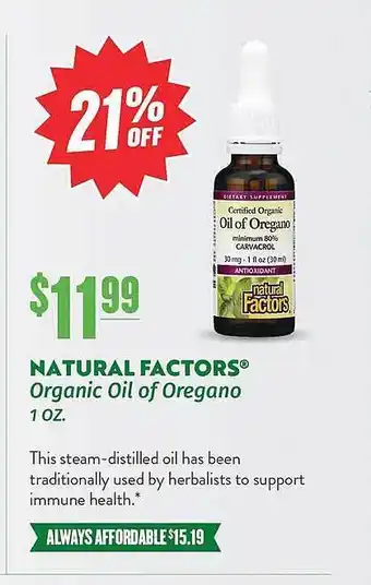 Natural Grocers Natural factors organic oil of oregano offer