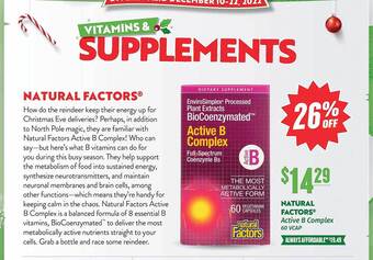 Natural Grocers Natural factors active b complex offer