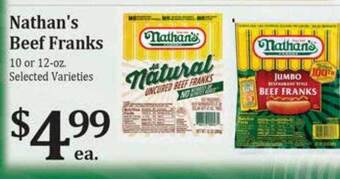 Rosauers Nathan's beef franks offer