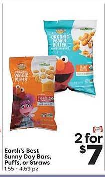 Weis Markets Earth's best sunny day bars, puffs, or straws offer