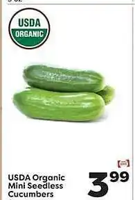 Weis Markets Usda organic mini seedless cucumbers offer