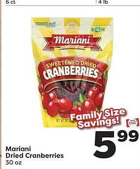 Weis Markets Mariani dried cranberries offer