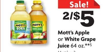 Family Dollar Mott's apple or white grape juice offer