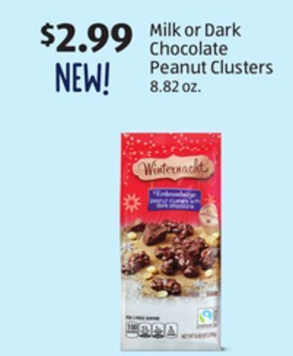 Aldi Milk or dark chocolate peanut clusters offer