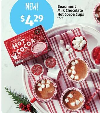 Aldi Beaumont milk chocolate hot cocoa cups offer