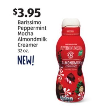 Aldi Barissimo peppermint mocha almondmilk creamer offer