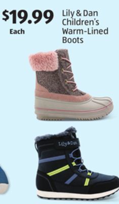 Aldi Lily & dan children's warm-lined boots offer