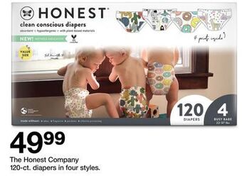 Target The honest company 120-ct. diapers in four styles offer