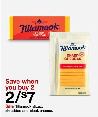 Target Tillamook sliced, shredded and block cheese offer