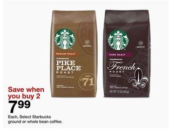 Target Starbucks ground or whole bean coffee offer