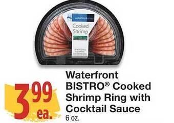 Waterfront bistro cooked shrimp ring with cocktail sauce