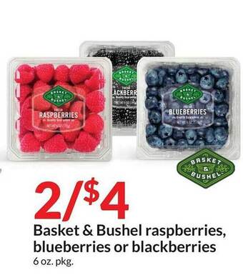 Hy-Vee Basket & bushel raspberries, blueberries, or blackberries offer