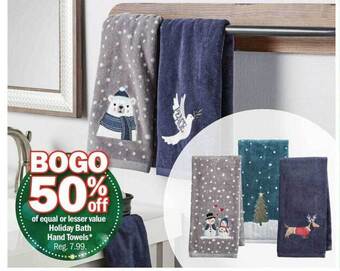 Meijer Holiday bath hand towels offer