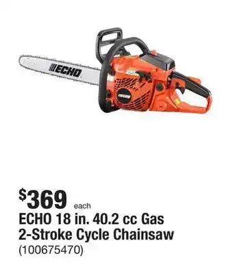 The Home Depot Echo 18 in. 40.2 cc gas 2-stroke cycle chainsaw offer