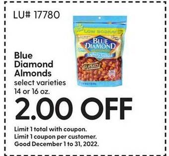 Hy-Vee Blue diamond almonds offer