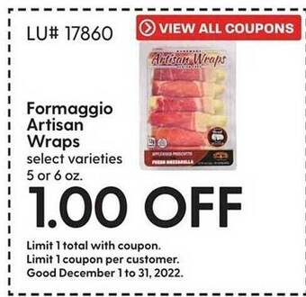 Hy-Vee Formaggio artisan wraps offer