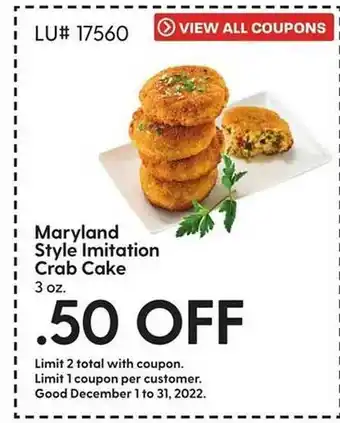 Hy-Vee Maryland style imitation crab cake offer