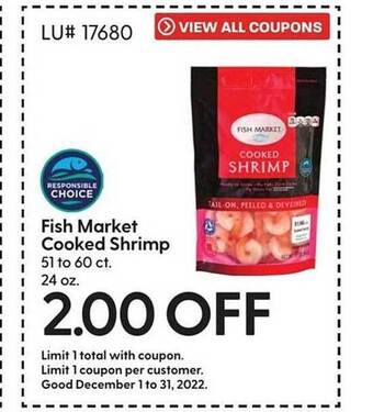 Hy-Vee Fish market cooked shrimp offer