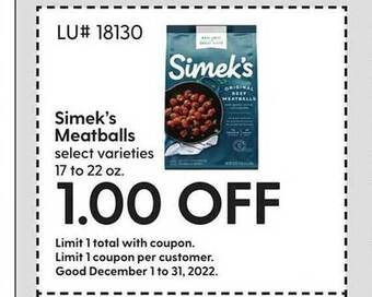 Hy-Vee Simek's meatballs offer