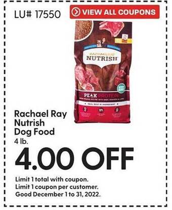 Hy-Vee Rachael ray nutrish dog food offer