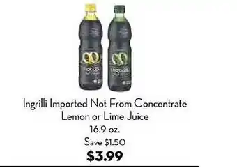 Ingrilli imported not from concentrate lemon or lime juice