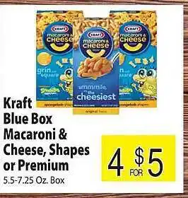 Food Giant Kraft blue box macaroni & cheese, shapes or premium offer