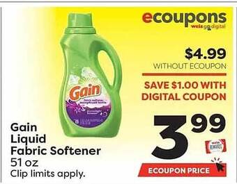 Weis Markets Gain liquid fabric softener offer