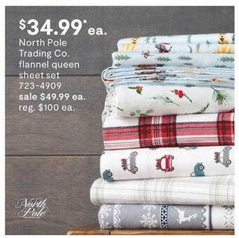 JC Penney North pole trading co. flannel queen sheet set offer