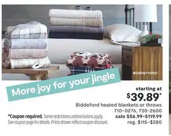 JC Penney Biddeford heated blankets or throws offer