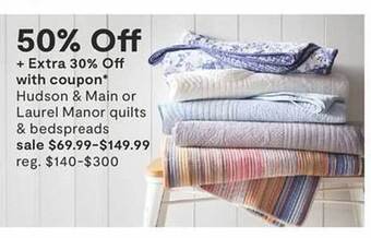 JC Penney Hudson & main or laurel manor quilts & bedspreads offer
