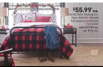 JC Penney North pole trading co. faux mink-to-sherpa full or queen comforter offer