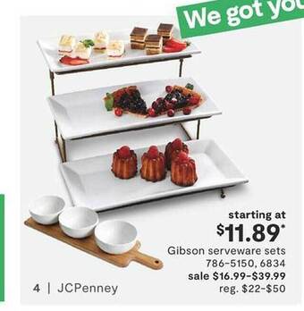 JC Penney Gibson serveware sets offer